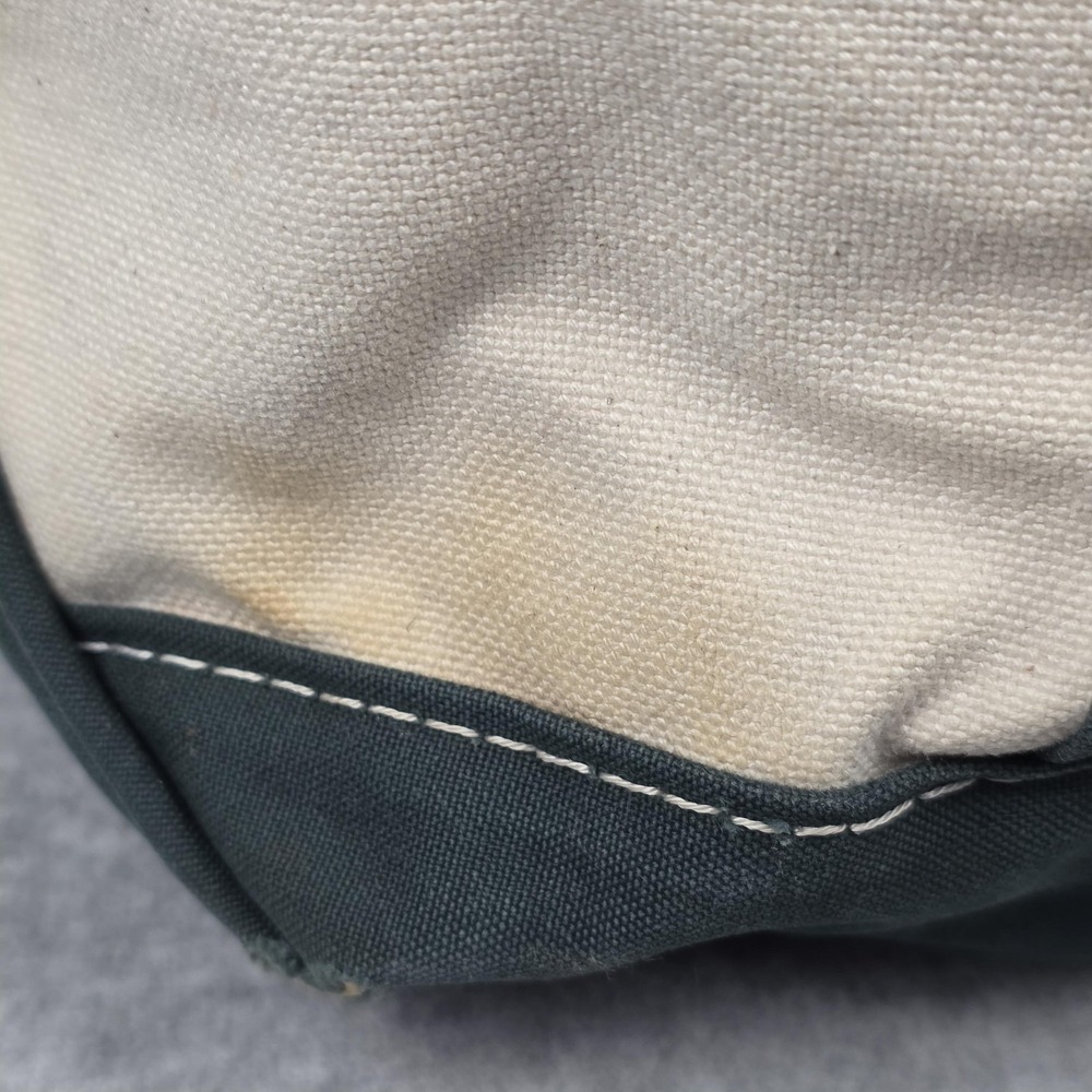 Vintage L.L. Bean Boat And Tote Bag Medium Beige Green Canvas Made In USA 80s - Picture 5 of 8